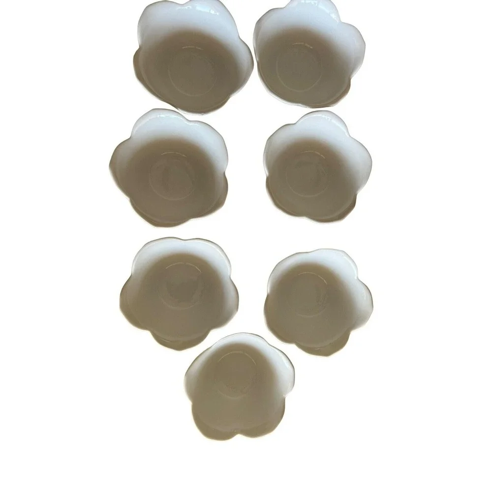 Pier 1 Imports White Porcelain Flower Petal Dipping Bowls Set - 7 Lotus 4.5 inch